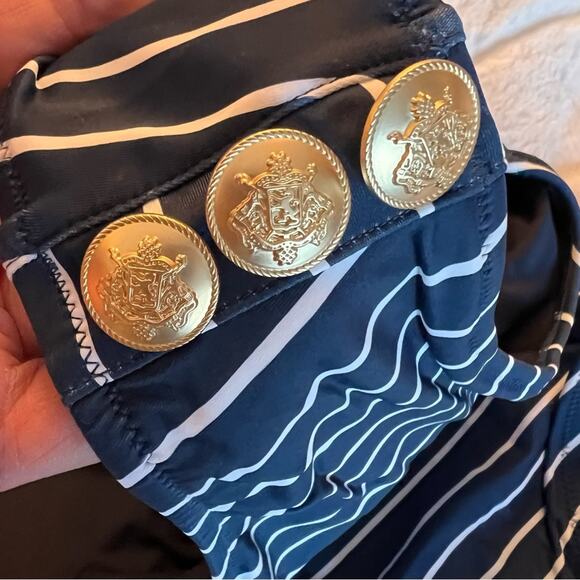 🆕 NWT J. Crew Navy Asymmetrical Nautical Piece Bikini Swimsuit Stripe PLUS 16 - Picture 9 of 16